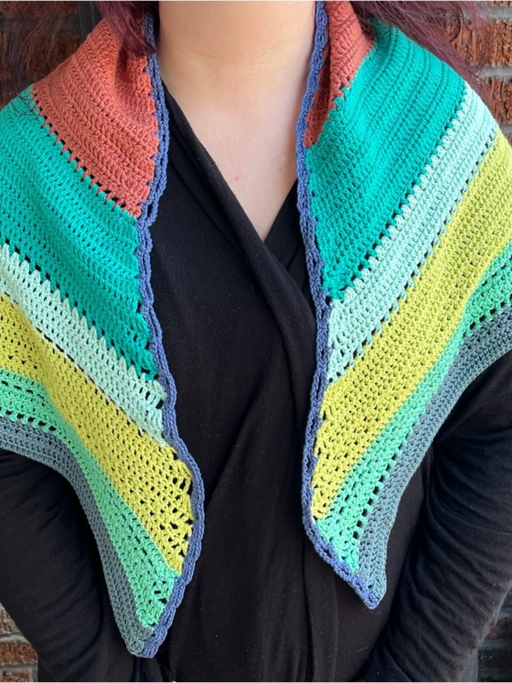 Handmade Triangular Crochet Multicolor Shawl - Picture 8 of 12